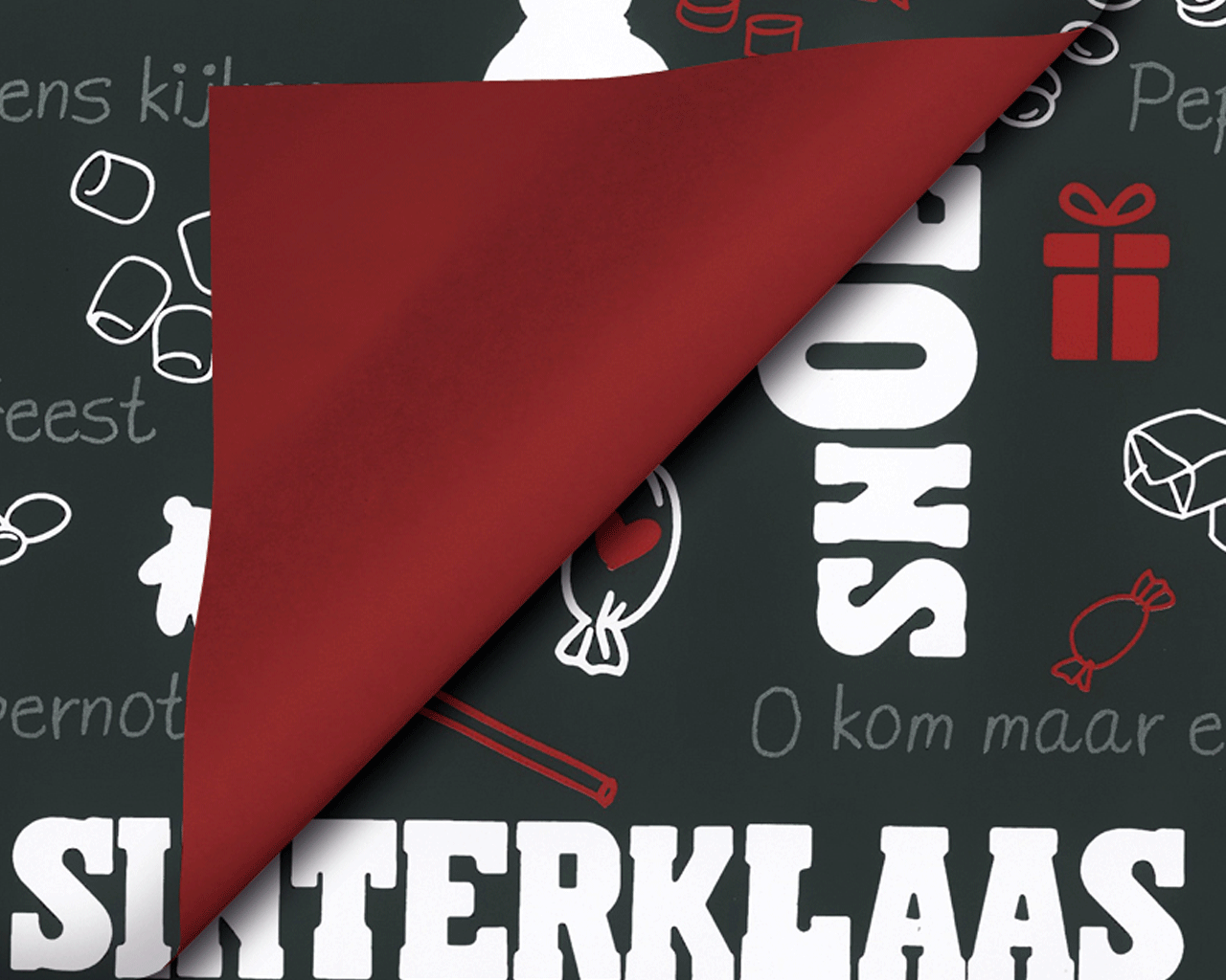 Inpakpapier Sint Oh kom maar eens kijken.. dubbelzijdig