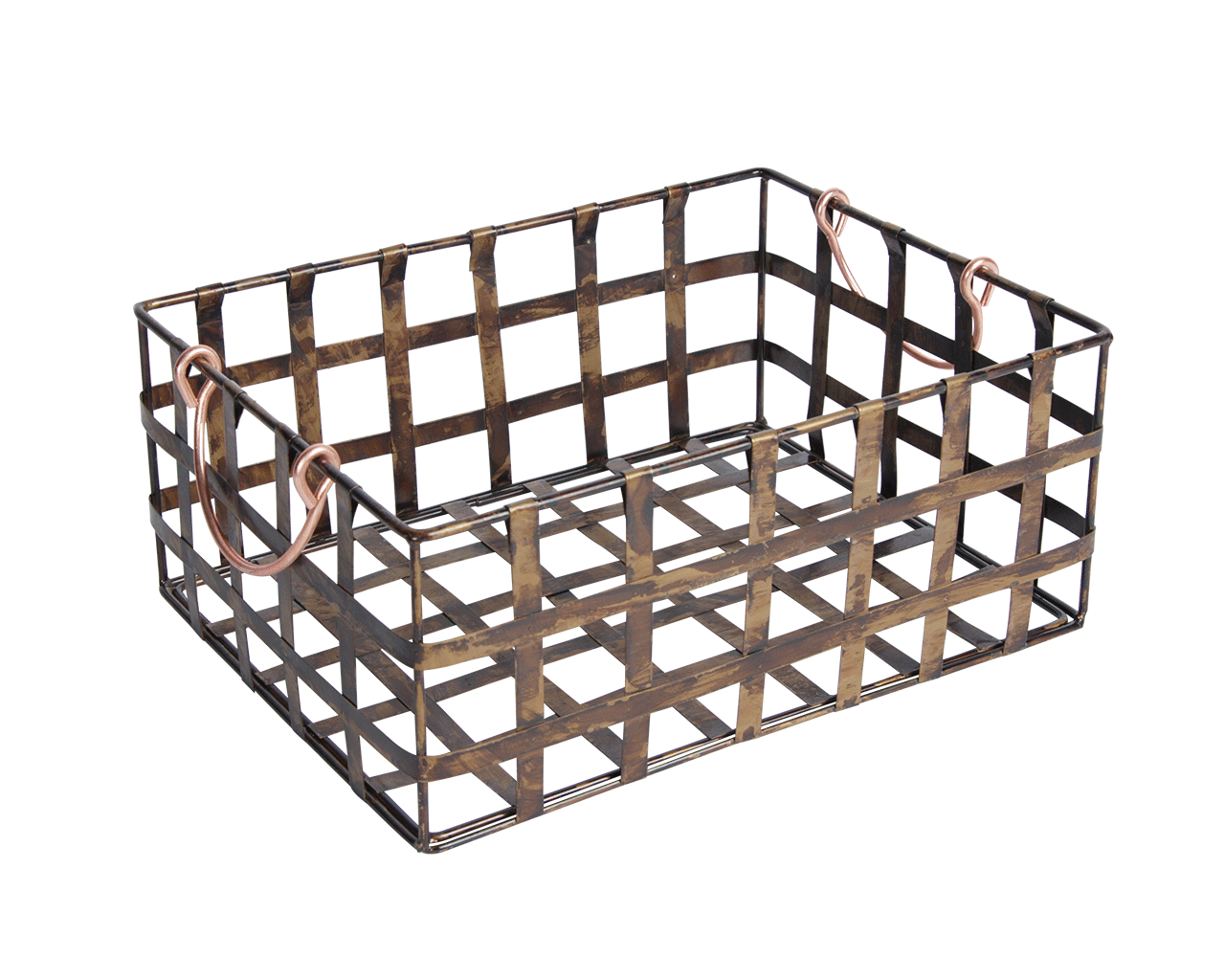 Wonder Doe voorzichtig tempo Metalen mand - Antiek koper, 33x25x14cm