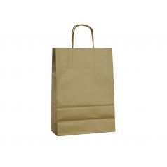 Papieren draagtas, gedraaid koord - Gold (22x10x31cm, 90gr)