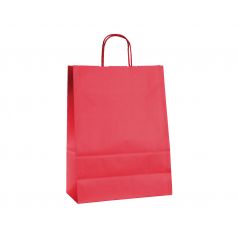 Papieren draagtas, gedraaid koord - Red (32x12x41cm, 90gr)