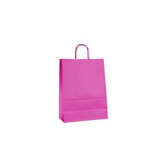 Papieren draagtas, gedraaid koord - Pink (18x8x22cm, 90gr)