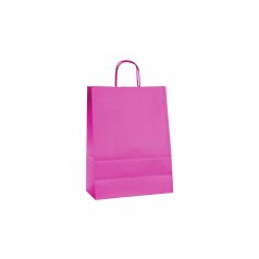 Papieren draagtas, gedraaid koord - Pink (22x10x31cm, 90gr)