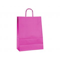 Papieren draagtas, gedraaid koord - Pink (32x12x41cm, 90gr)