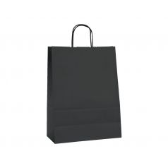 Papieren draagtas, gedraaid koord - Black (32x12x41cm, 90gr)