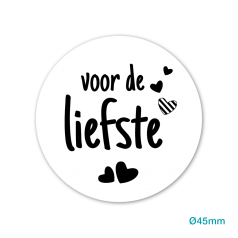 Etiket-Sticker-Ø45mm-voor-de-Liefste-wit-zwart-0122560.png