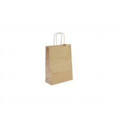 Papieren draagtas, gedraaid koord - Bruin kraft (18x8x25cm, 100gr)