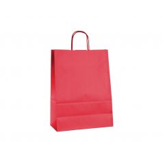 Papieren draagtas, gedraaid koord - Red (26x12x35cm, 90gr)