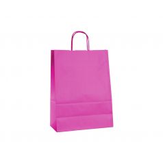 Papieren draagtas, gedraaid koord - Pink (26x12x35cm, 90gr)