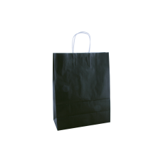 Papieren draagtas, gedraaid koord - Black (26x12x35cm, 90gr)