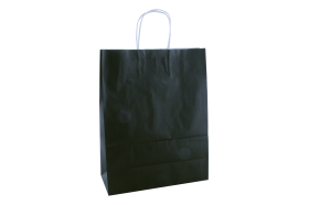 Papieren draagtas, gedraaid koord - Black (26x12x35cm, 90gr)