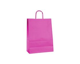 Papieren draagtas, gedraaid koord - Pink (22x10x31cm, 90gr)