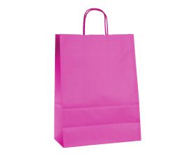 Papieren draagtas, gedraaid koord - Pink (32x12x41cm, 90gr)