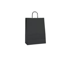 Papieren draagtas, gedraaid koord - Black (18x8x22cm, 90gr)