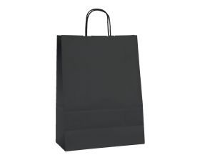 Papieren draagtas, gedraaid koord - Black (32x12x41cm, 90gr)