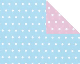 Inpakpapier baby blue/pink dots 50cm