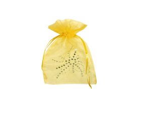 Organza zakje Glitter ster Goud - (10x15cm)