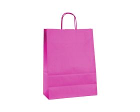 Papieren draagtas, gedraaid koord - Pink (26x12x35cm, 90gr)