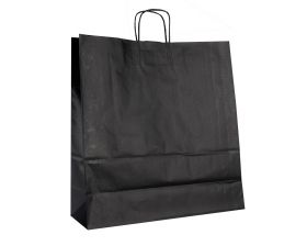 Papieren draagtas, gedraaid koord - Black (45x17x48cm, 90gr)