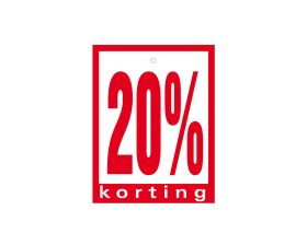 Label met ponsgat '20% korting'
