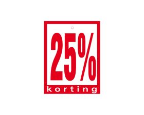 Label met ponsgat '25% korting'