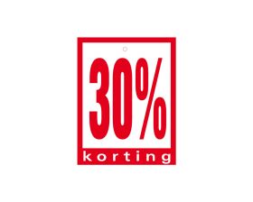 Label met ponsgat '30% korting'