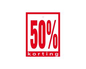 Label met ponsgat '50% korting'