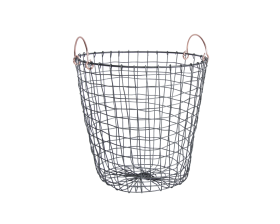 Metalen mand - Zwart/zilveren finish (Ø34/23x34cm)