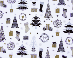 Inpakpapier Kerst, Stars Blue/Silver