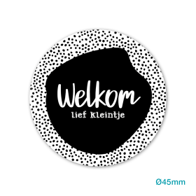 Etiket-Sticker-Ø45mm-Welkom-lief-kleintje-wit-zwart-0121038.png