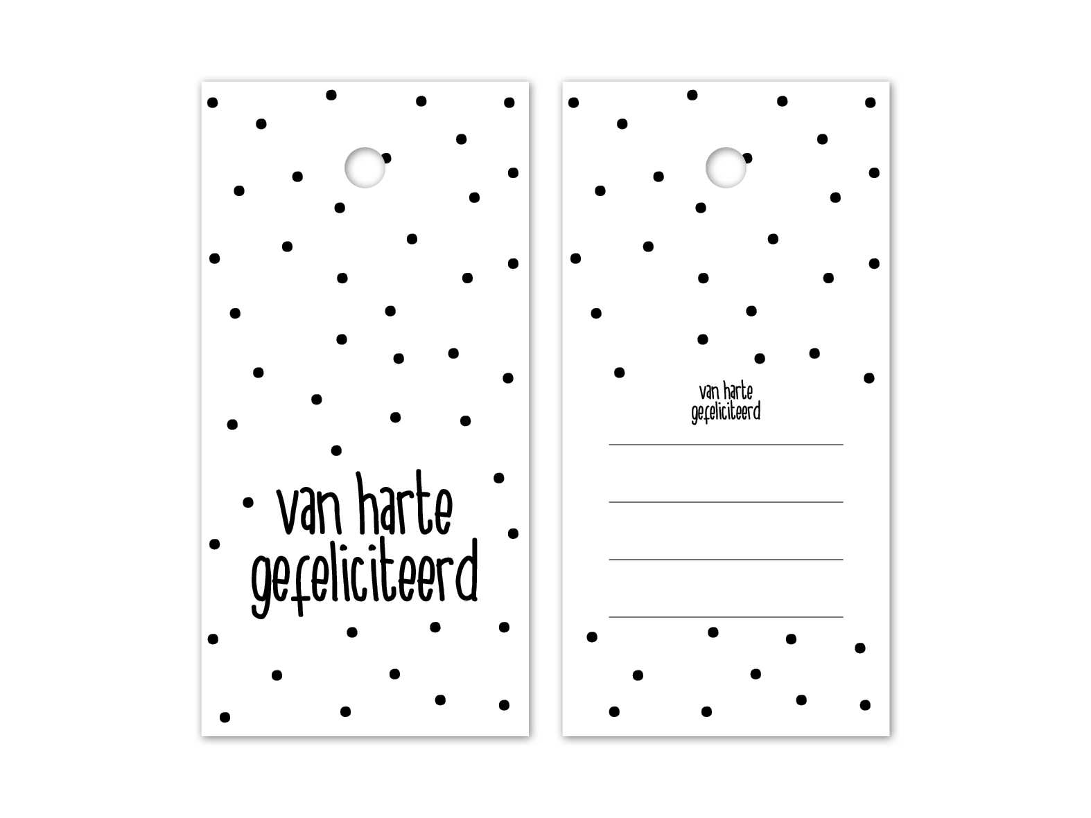 Hangkaartjes labels van harte gefeliciteerd