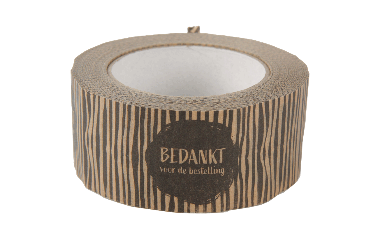 Papiertape bruin met zwarte opdruk bedankt voor de bestelling