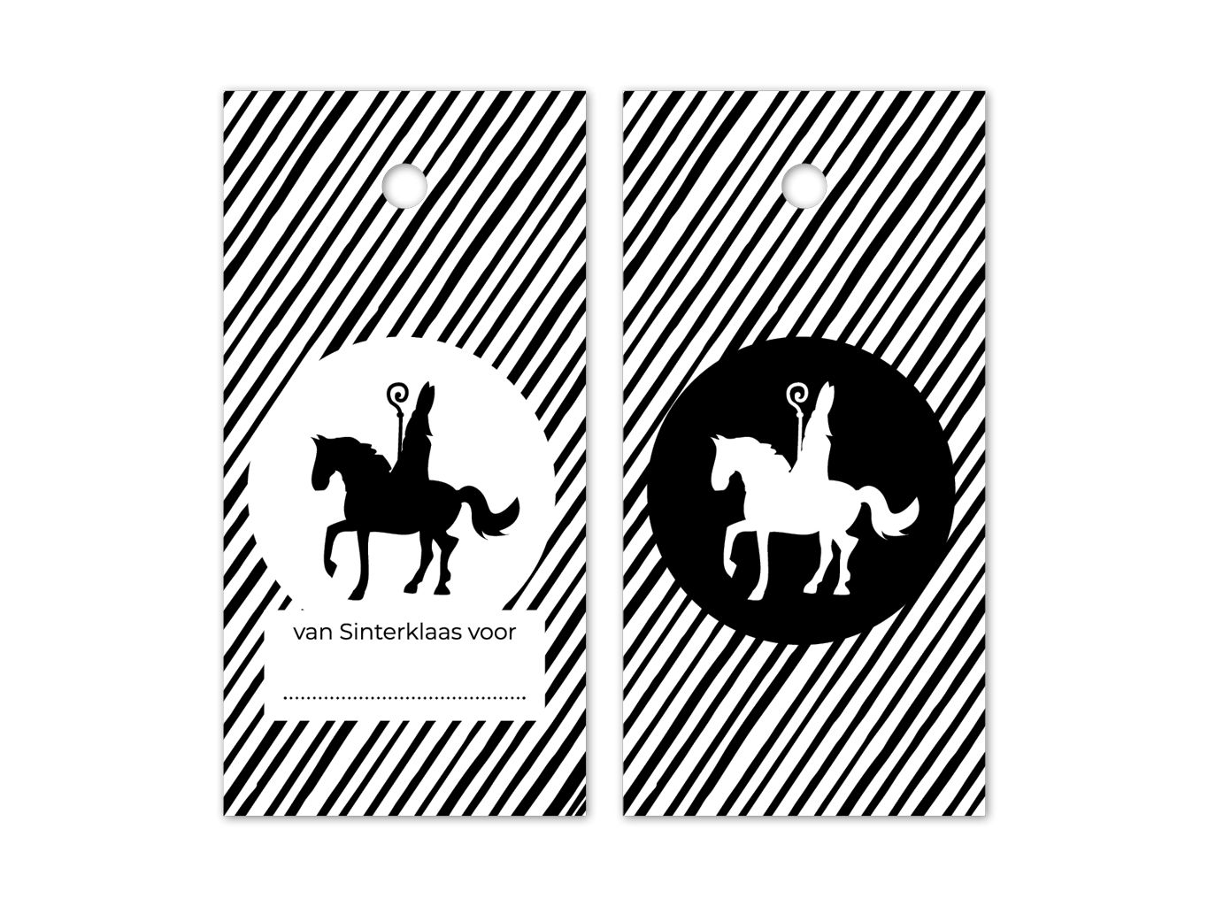 Hangkaartjes labels sinterklaas op paard