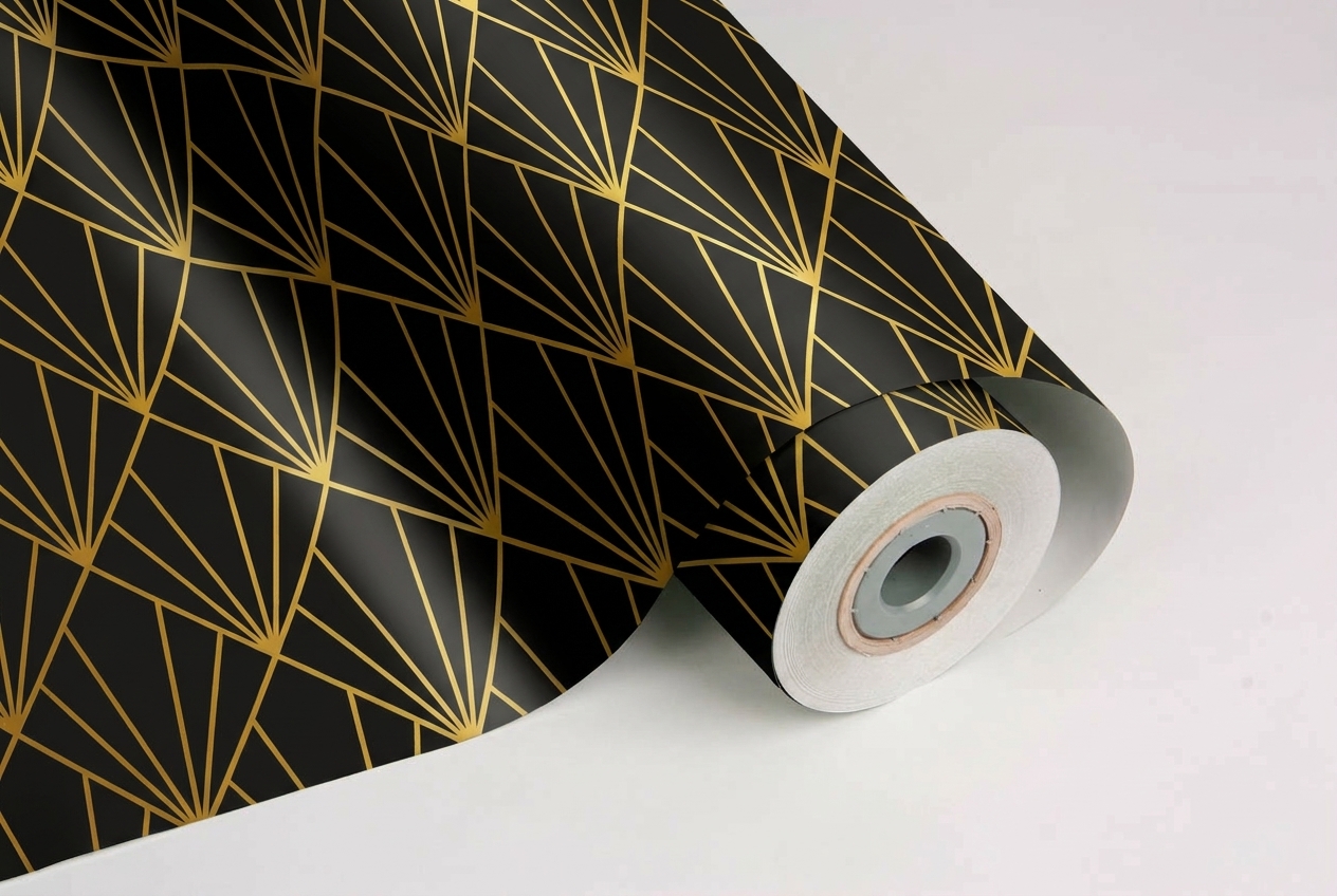 inpakpapier waaier zwart goud