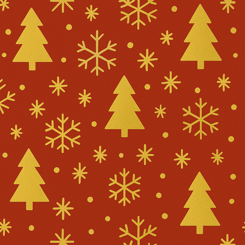 Inpakpapier Golden Pines Red