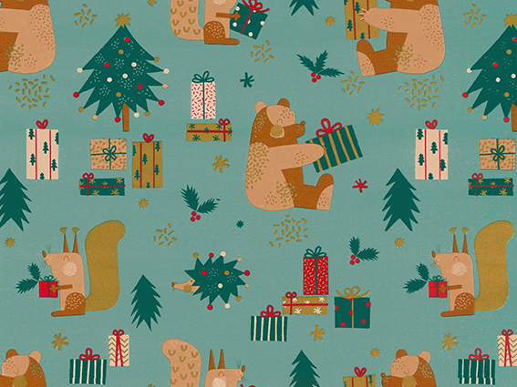 Inpakpapier Bears & Squirrel