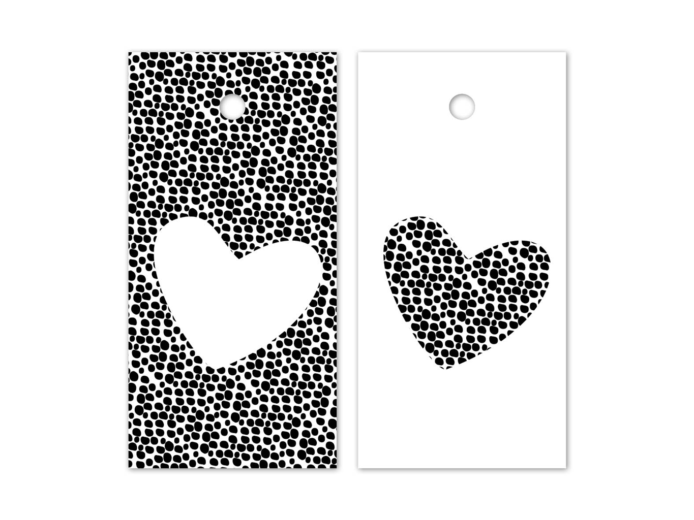 Hangkaartjes label hearts on dots