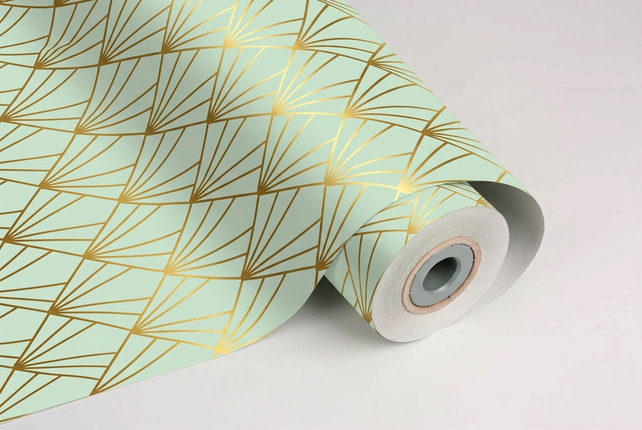 inpakpapier waaier mint goud
