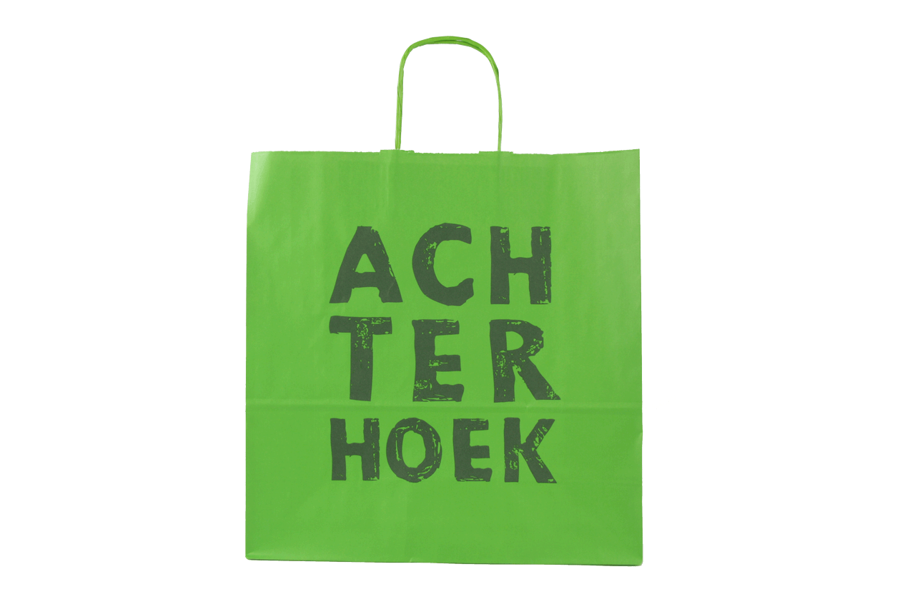 Papieren draagtas groen met bedrukking Achterhoek
