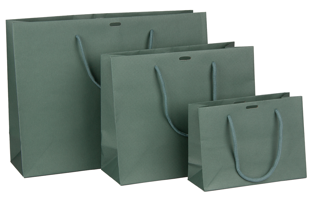 Luxe papieren draagtas oud groen - diverse formaten