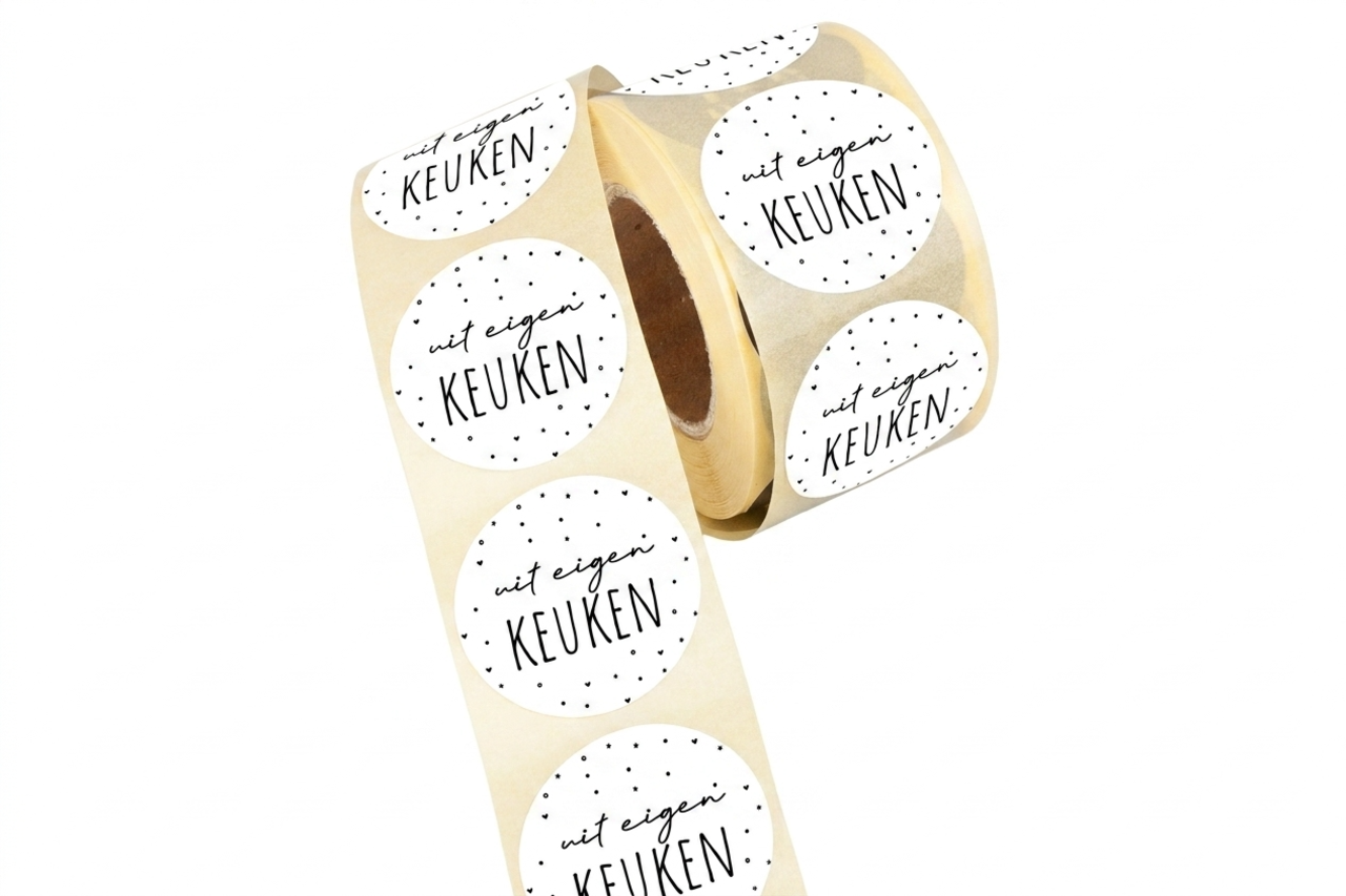 Food etiketten met opdruk uit eigen keuken 