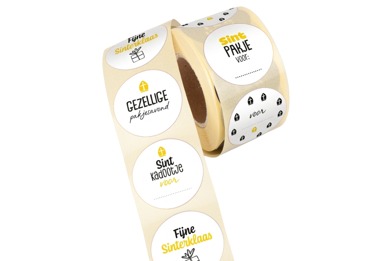 Sint sticker goud zwart wit