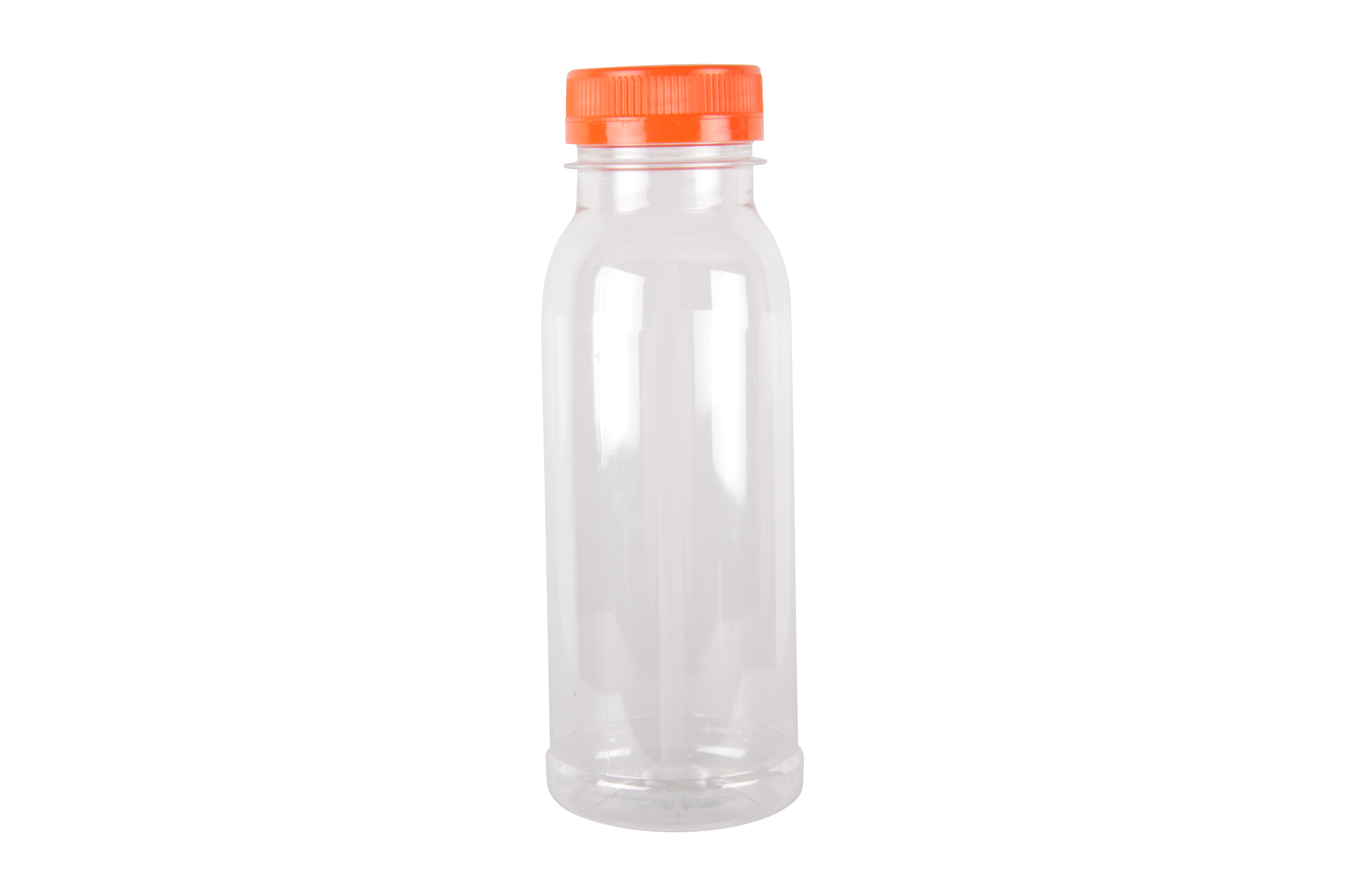 PET fles voor smoothies en sapjes 250ml met oranje dop