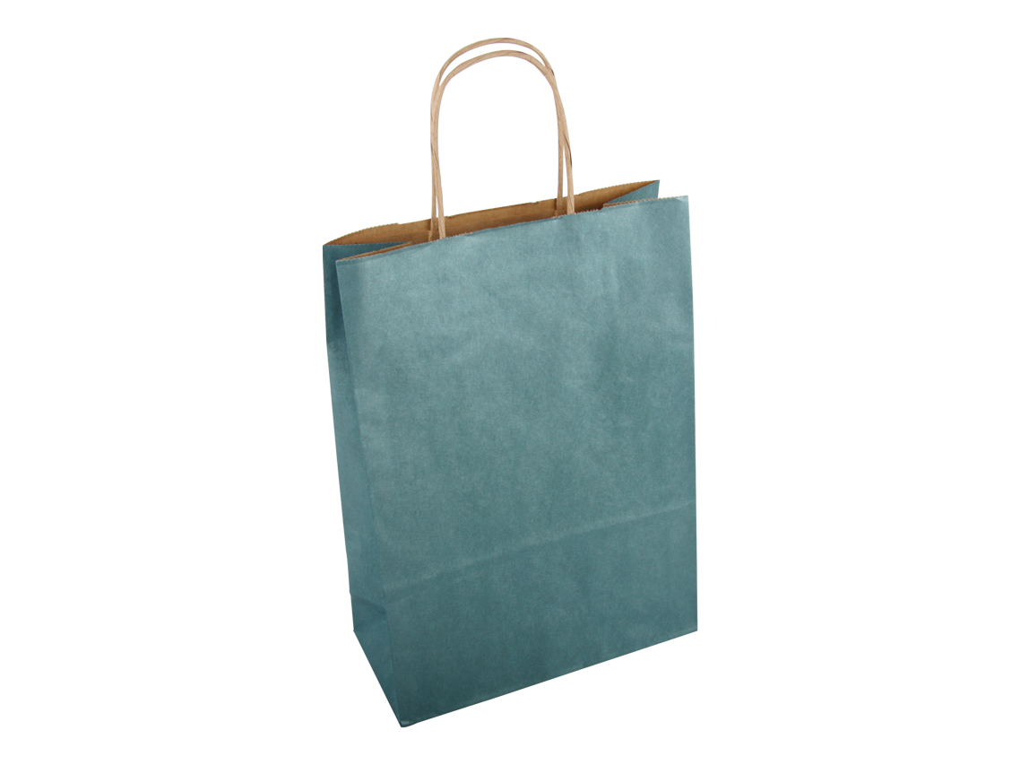 Papieren draagtas gedraaid handvat glanzend blauw