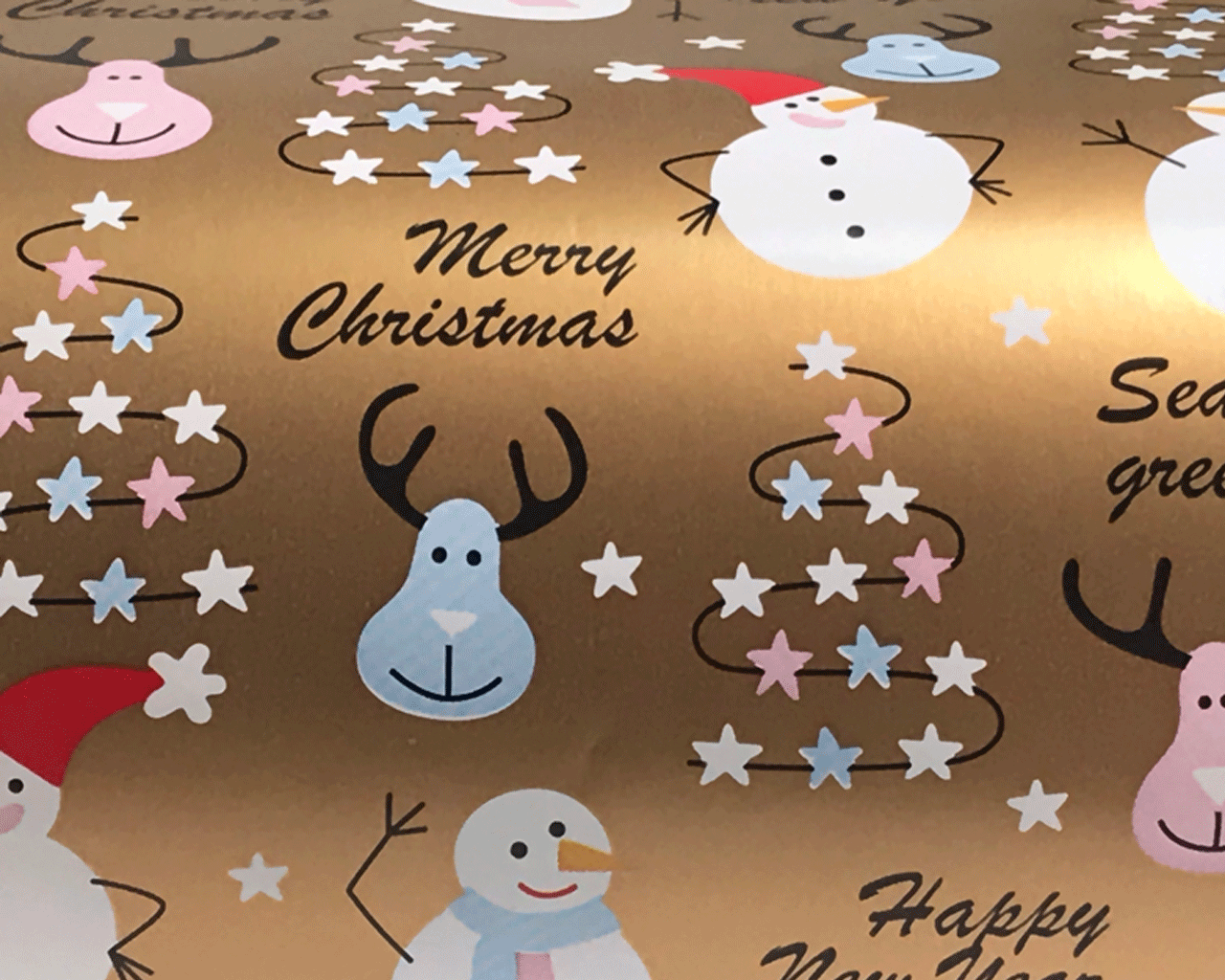 inpakpapier kerst mr. snowman gold
