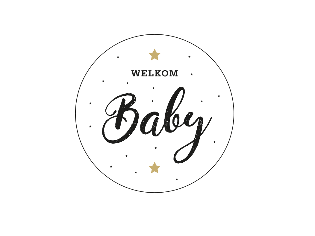 etiket rond welkom baby