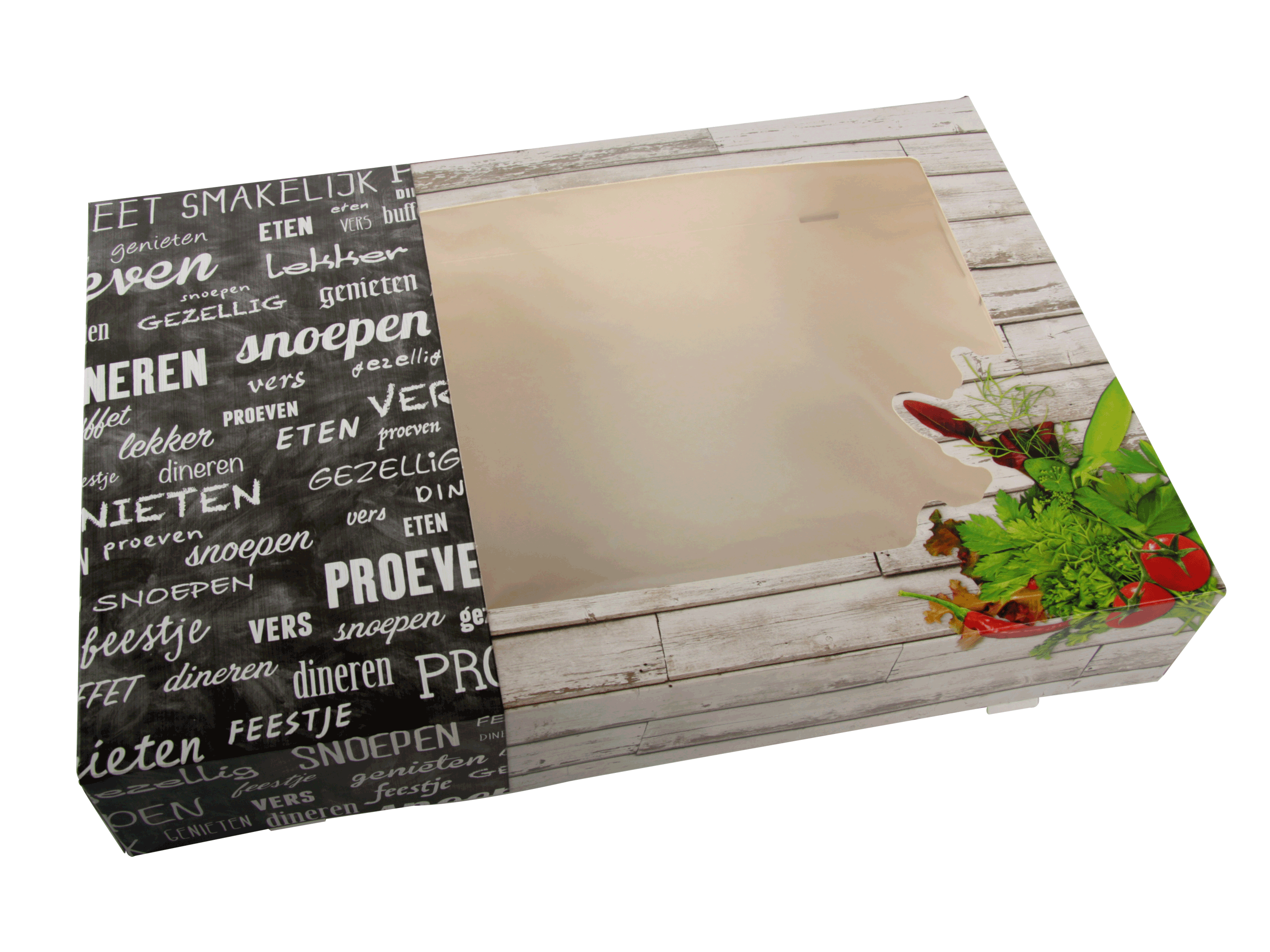 Cateringdoos met opdruk zwart - wit