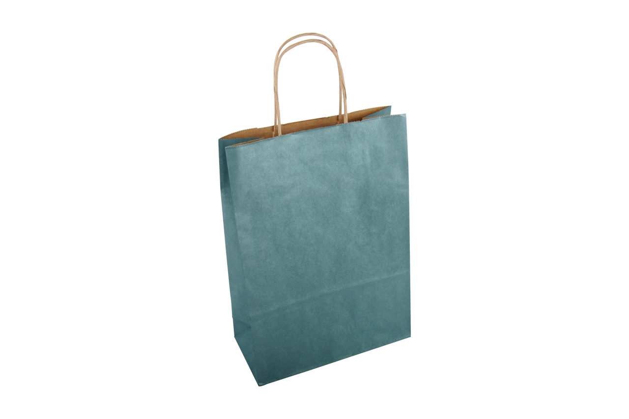 Papieren draagtas gedraaid handvat glanzend blauw