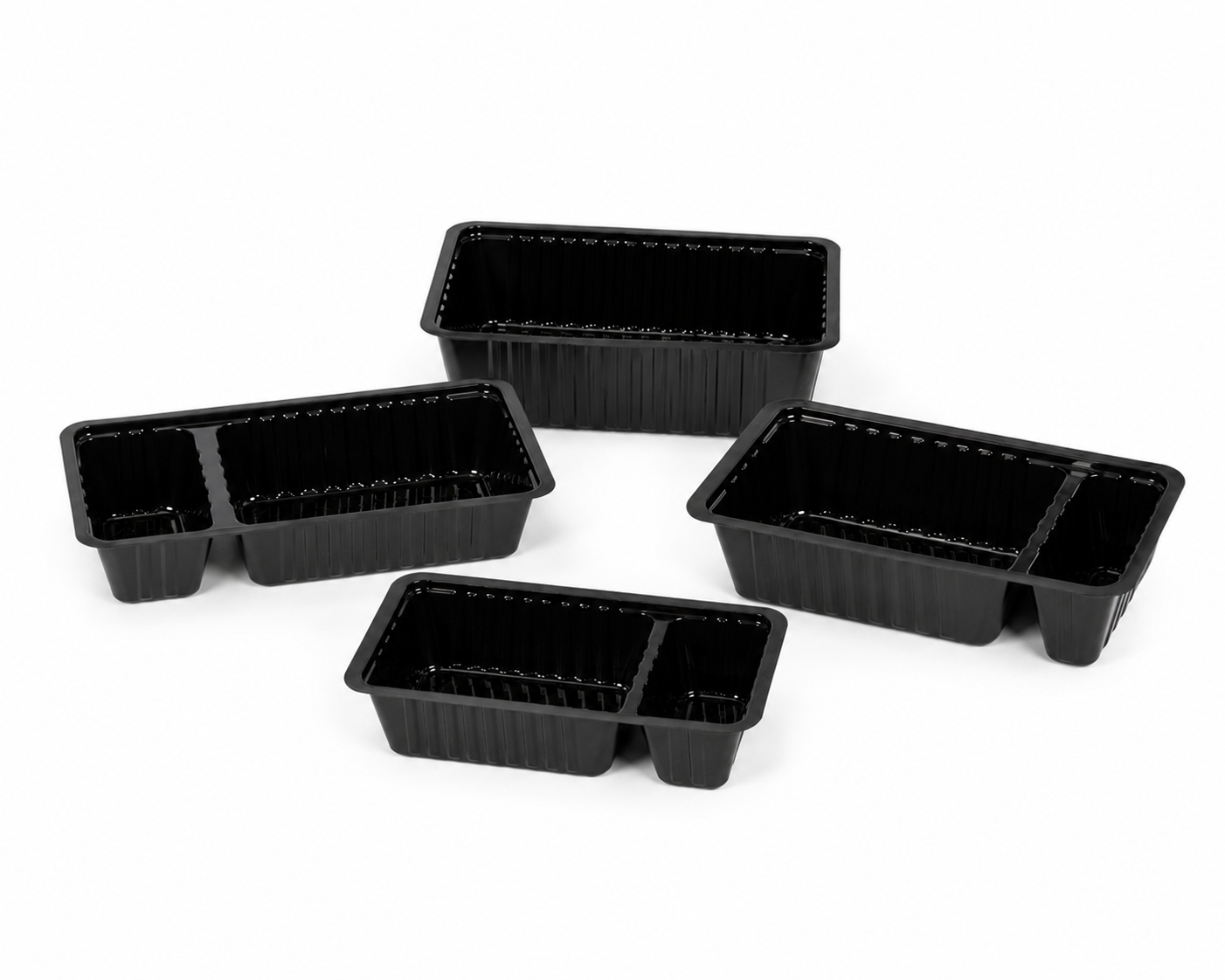 Plastic snackbakken zwart in diverse formaten