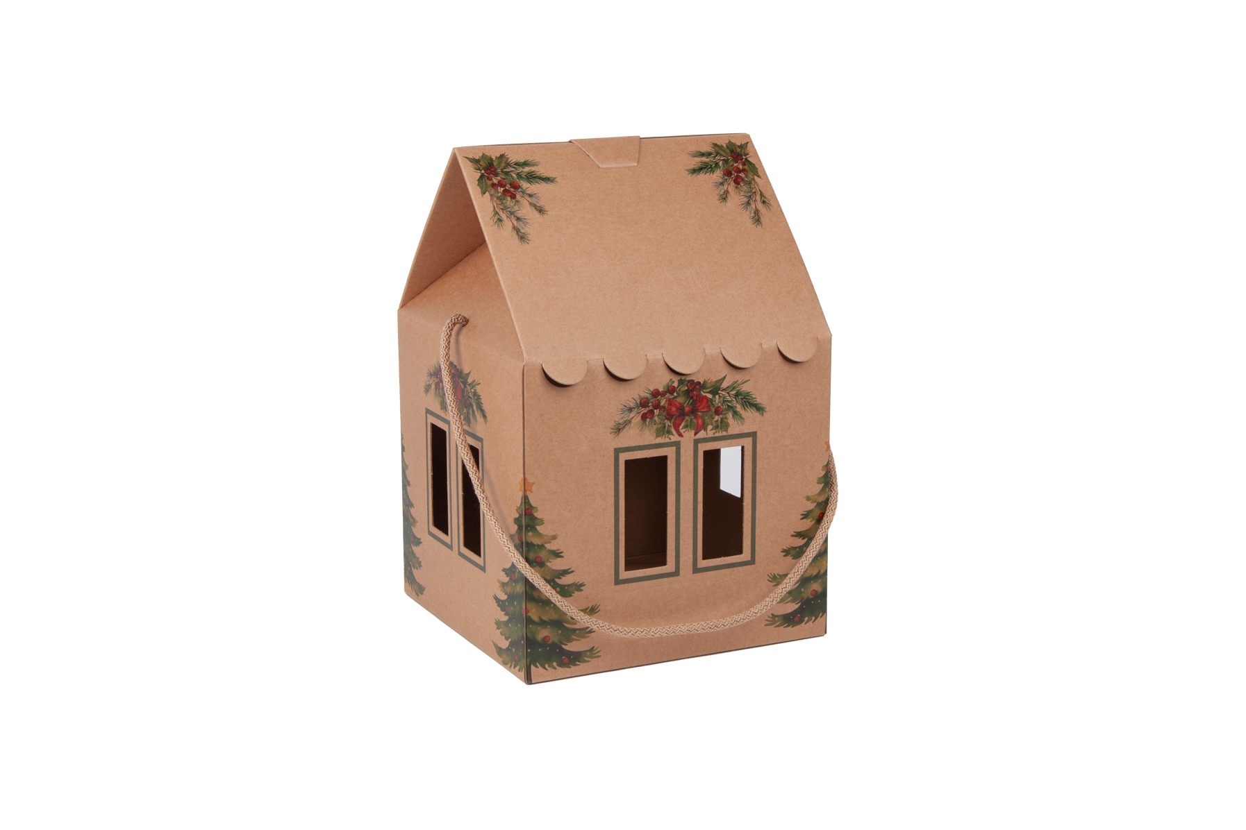 Kartonnen cadeauhuis Kerst