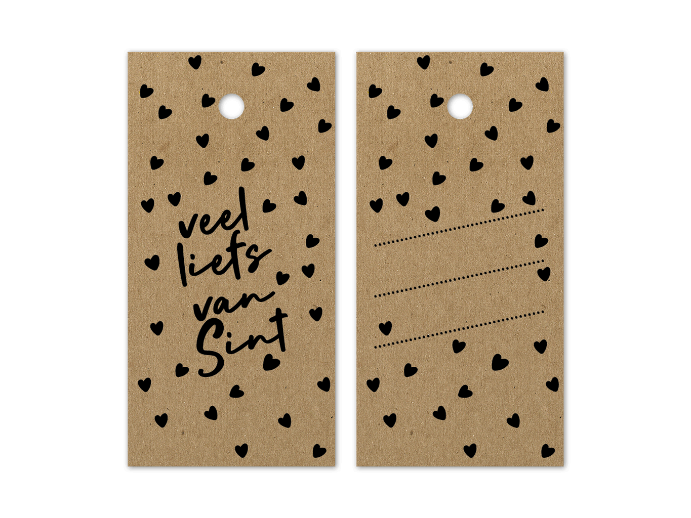 Hangkaartjes labels veel liefs van sint